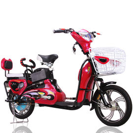 16" Red 350W Adult Electric Bike Electric Powered Bicycle 35Km-45Km Distance Range
