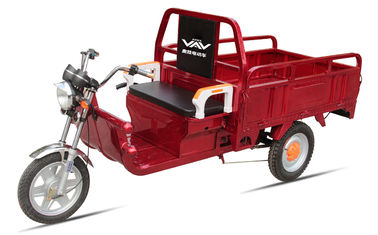 Battery Power Electric Cargo Trike Red 3 Wheel Tricycle 6-8 Hours Charge Time